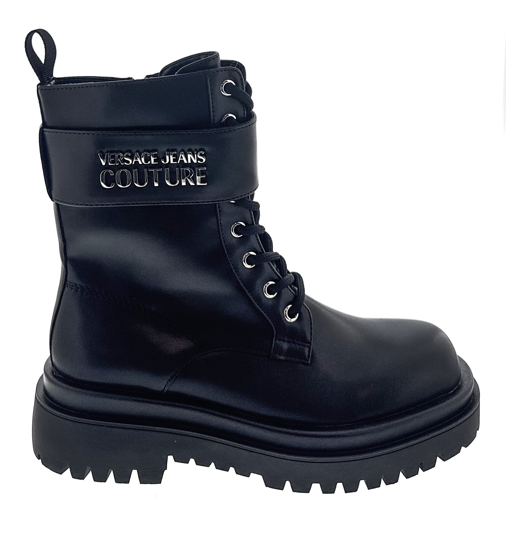 Versace Jeans Couture Chunky Sole Ankle Lace Up Womens Combat Boots-