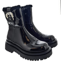 Versace Jeans Couture Chunky Sole Ornate Buckle Womens Ankle Boots -