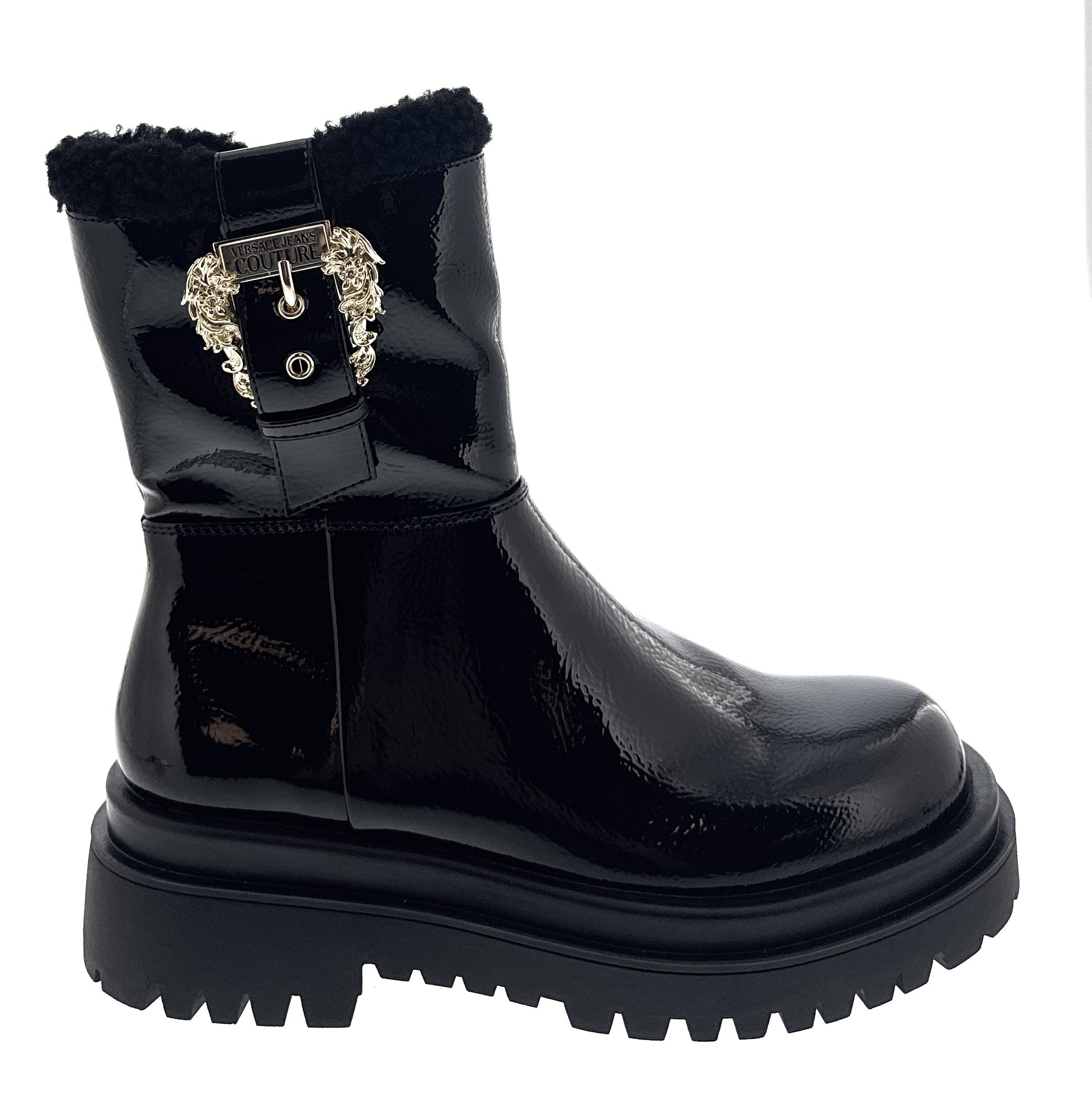 Versace Jeans Couture Chunky Sole Ornate Buckle Womens Ankle Boots -