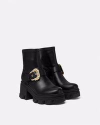 Versace Jeans Couture Chunky Heeled Ankle Ornate Buckle Womens Boots -