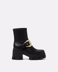 Versace Jeans Couture Chunky Heeled Ankle Ornate Buckle Womens Boots -