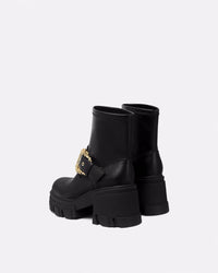 Versace Jeans Couture Chunky Heeled Ankle Ornate Buckle Womens Boots -