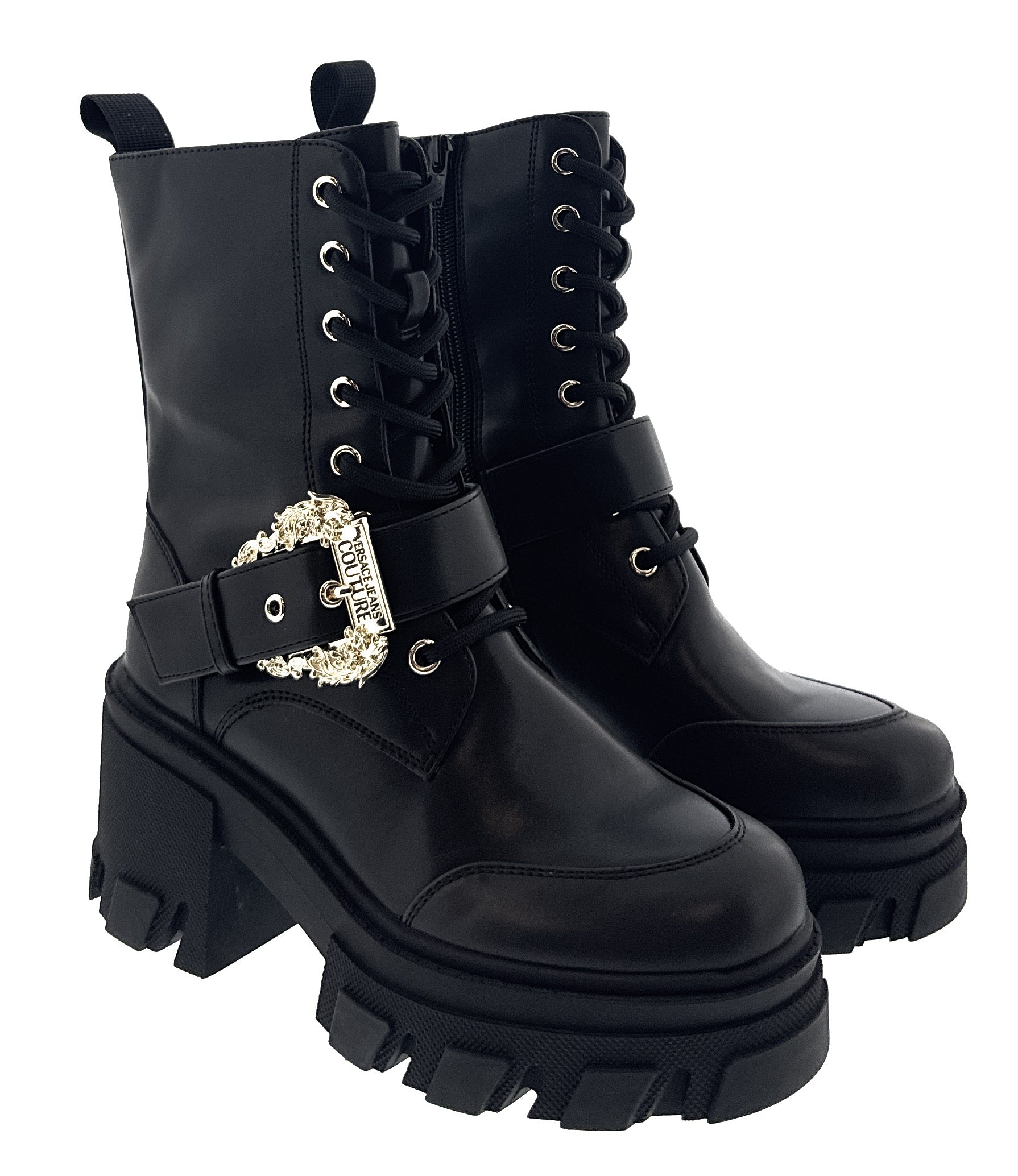 Versace Jeans Couture Chunky Sole Ankle Lace Up Womens Boots-