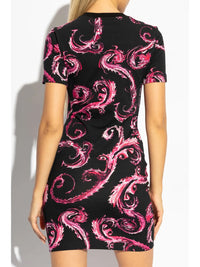 Versace Jeans Couture Pink Baroque-Print Fitted T-Shirt Dress