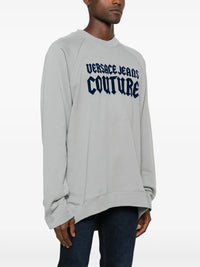 Versace Jeans Couture Ice Grey Cotton Mens Gothic Logo Print Sweatshirt