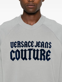 Versace Jeans Couture Ice Grey Cotton Mens Gothic Logo Print Sweatshirt