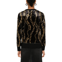 Versace Jeans Couture Black/Gold Chain Print Lightweight Womens Sweatshirt-