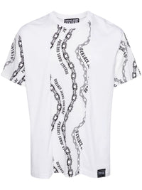 Versace Jeans Couture White Mens Graphic Chain-Print T-Shirt