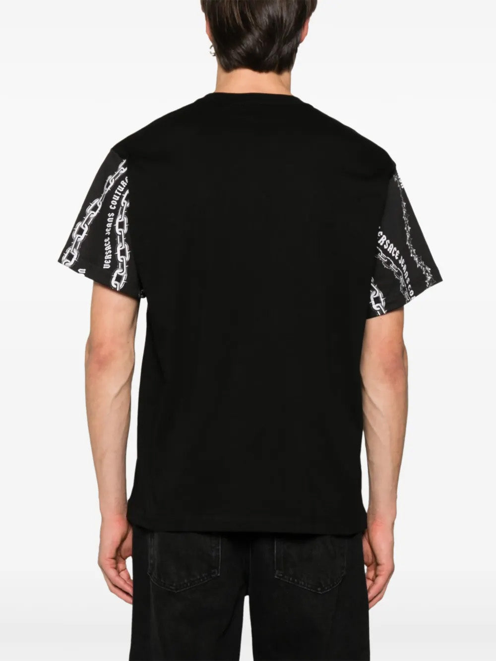 Versace Jeans Couture Black Mens Graphic Chain Print T-Shirt