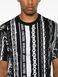 Versace Jeans Couture Black/White Mens Baroque Chain Print Panel T-Shirt