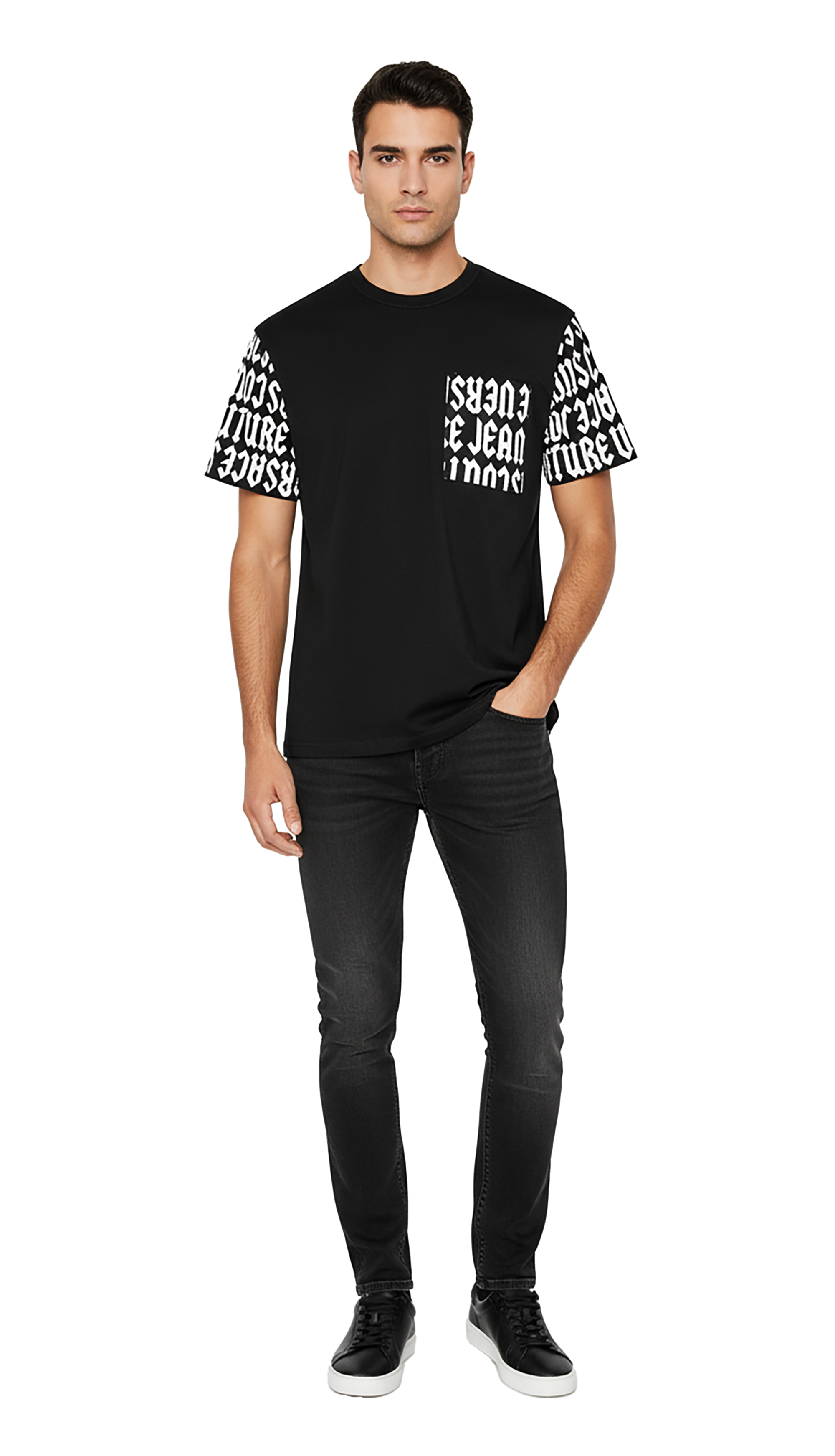 Versace Jeans Couture Black/White Mens Graphic Pocket T-Shirt
