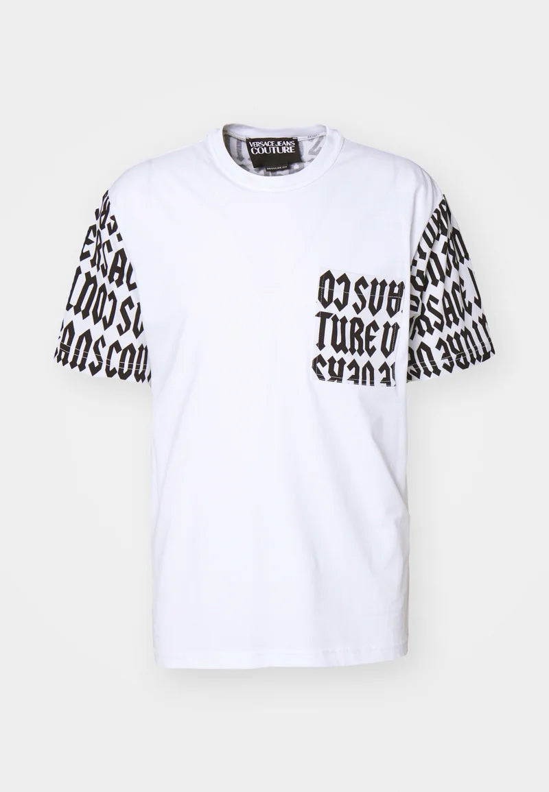Versace Jeans Couture White Mens Monochrome All-Over Graphic T-Shirt