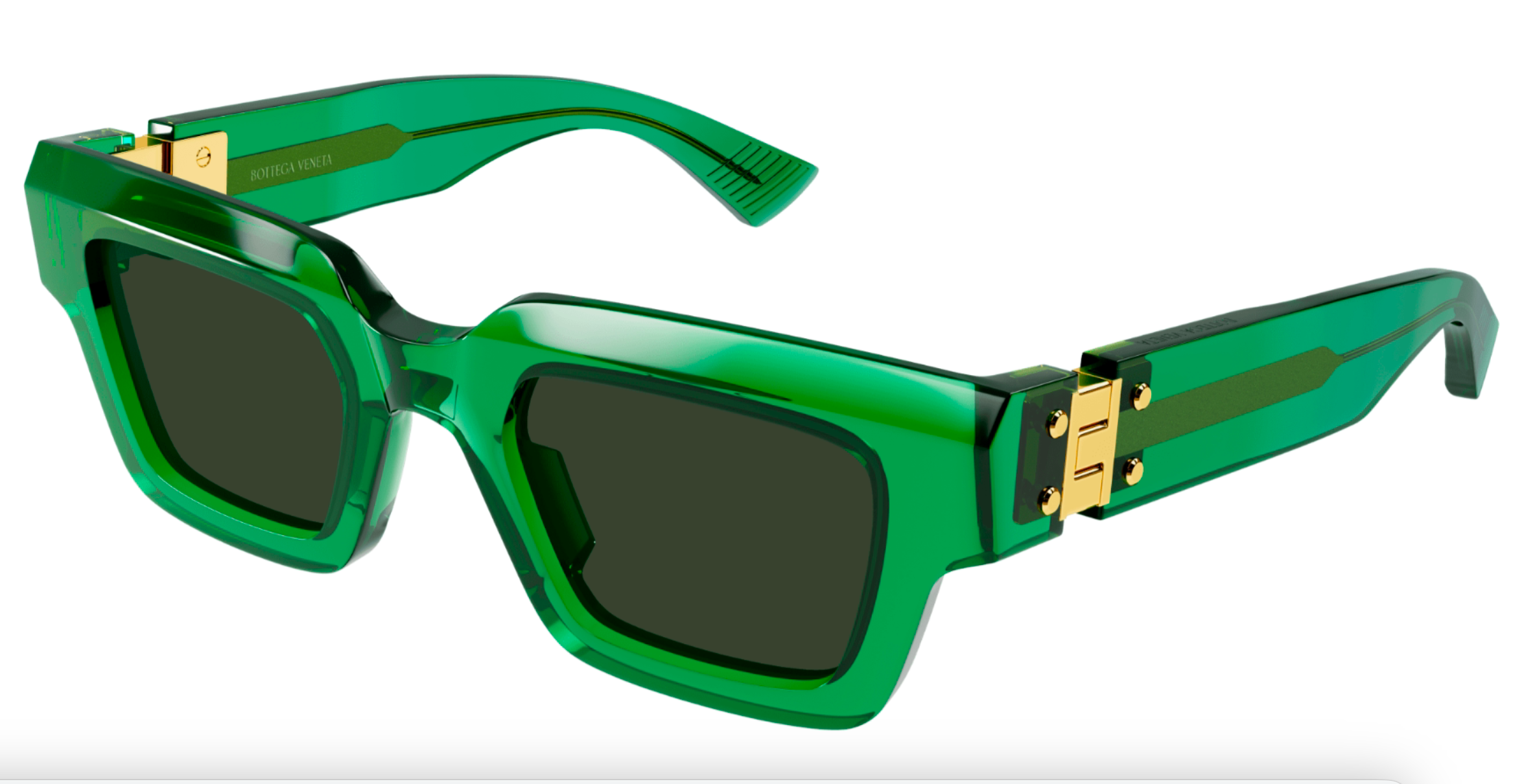 Bottega Veneta BV1230S-002 Green Transparent Square Sunglasses