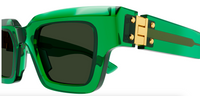 Bottega Veneta BV1230S-002 Green Transparent Square Sunglasses
