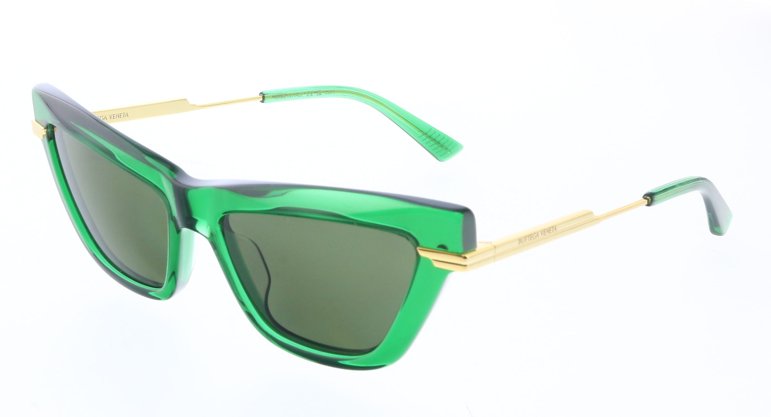 Bottega Veneta BV1241S-003 Green Cat-Eye Sunglasses Gold
