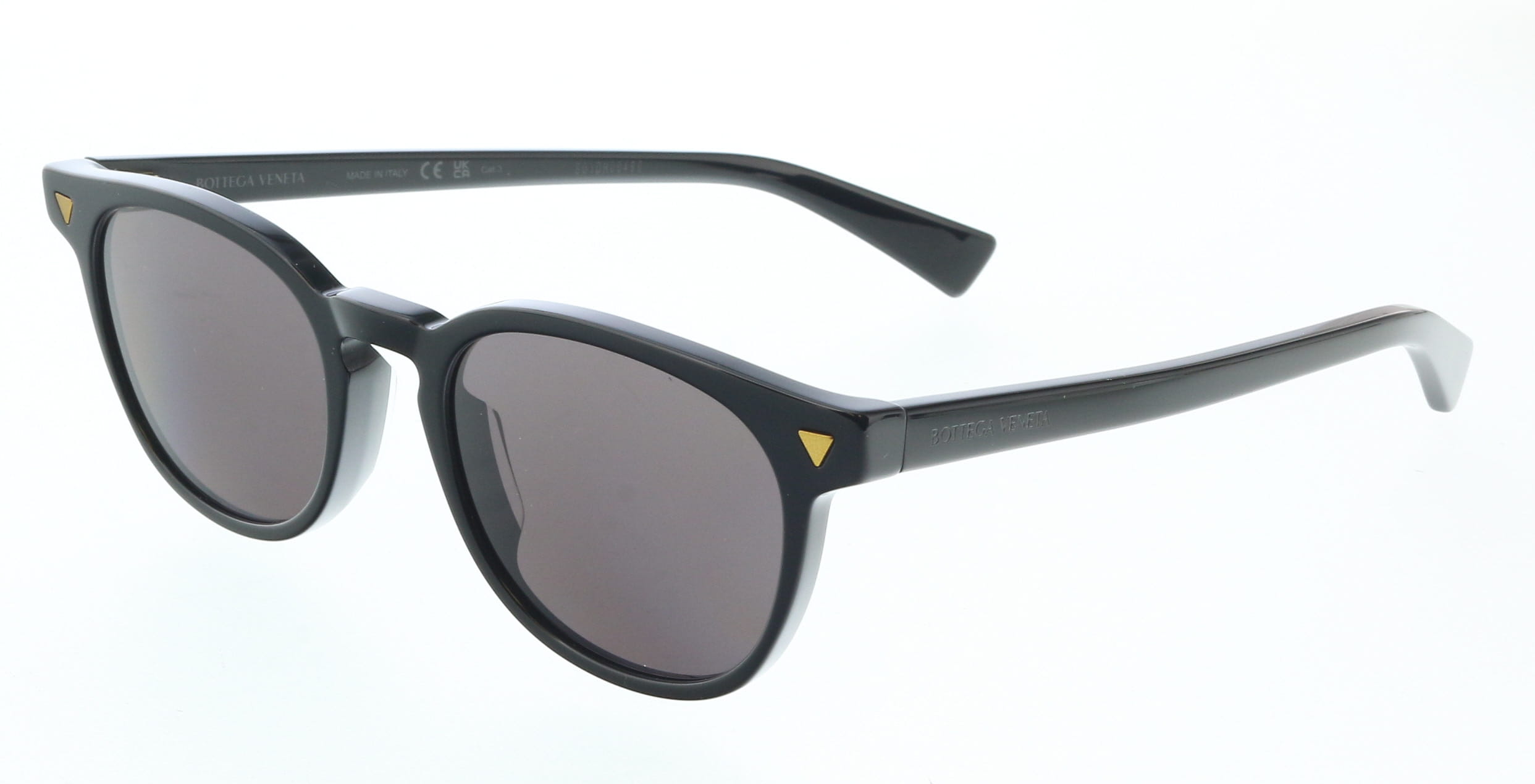 Bottega Veneta BV1253S-001 Black Round Sunglasses Gold
