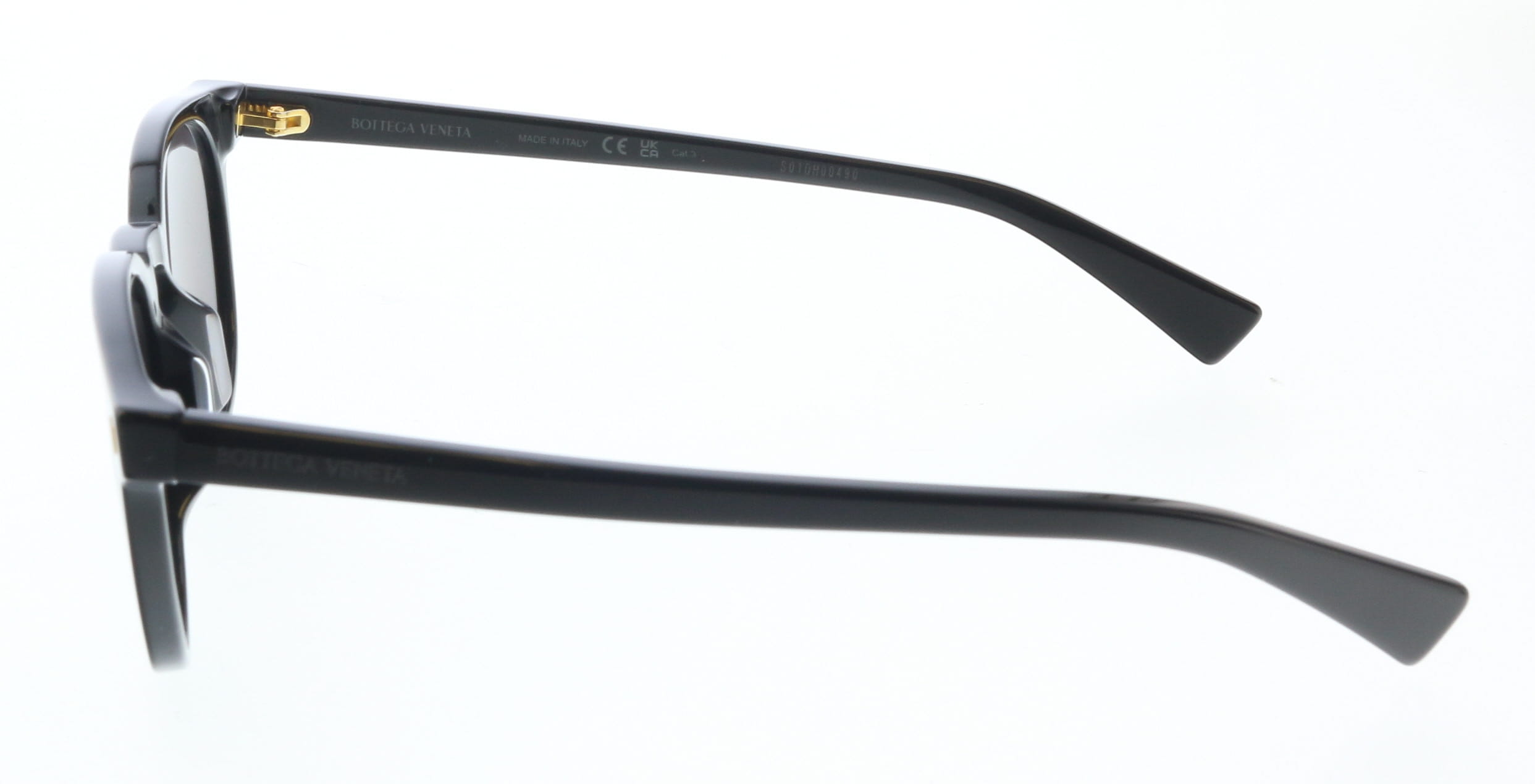 Bottega Veneta BV1253S-001 Black Round Sunglasses Gold