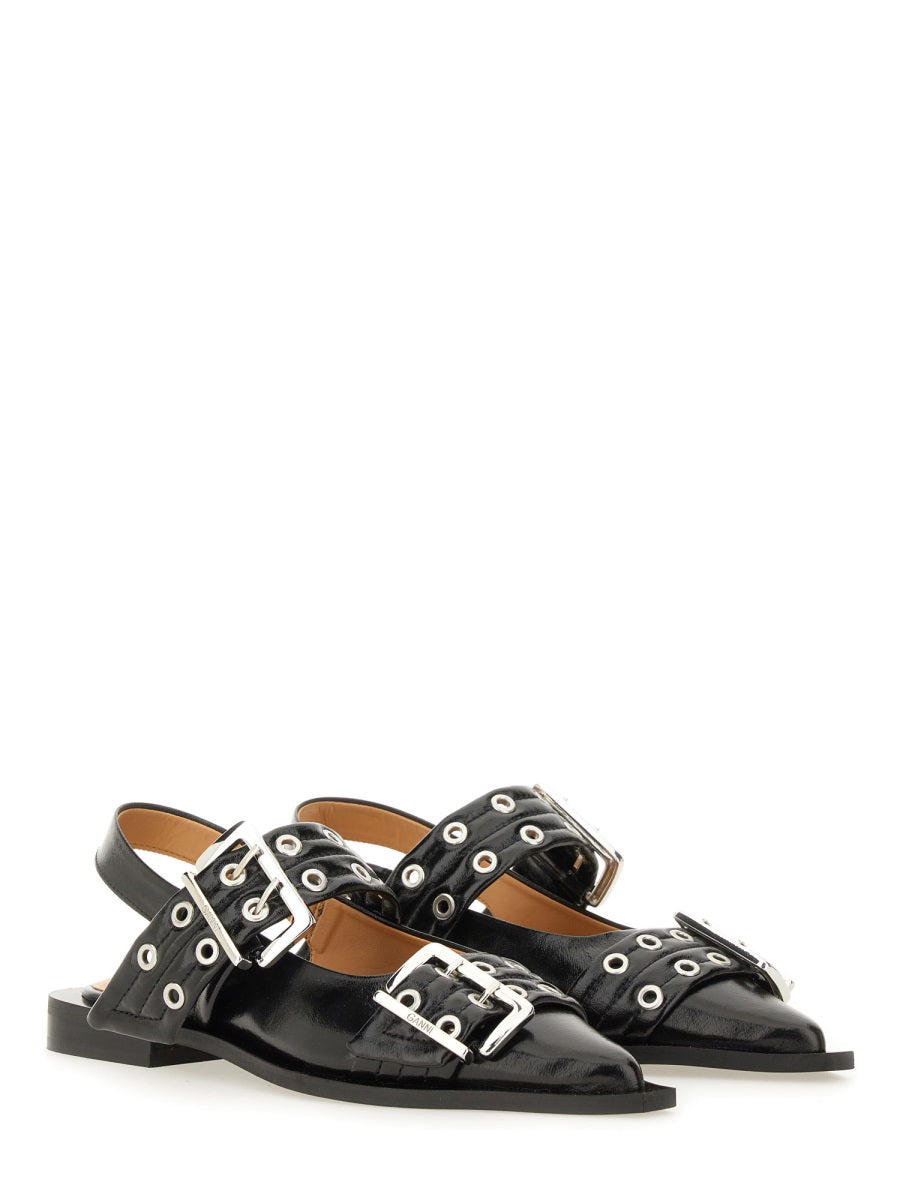 Ganni Women Ballerina Con Fibbia
