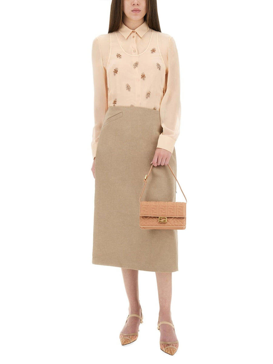 Fendi Women Embroidered Georgette Top