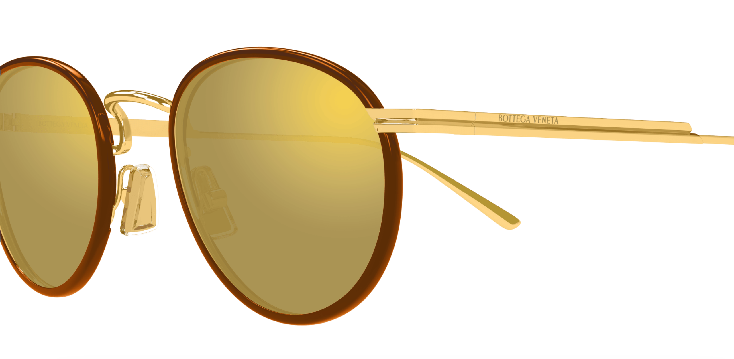 Bottega Veneta BV1389S-004 Round Gold Sunglasses