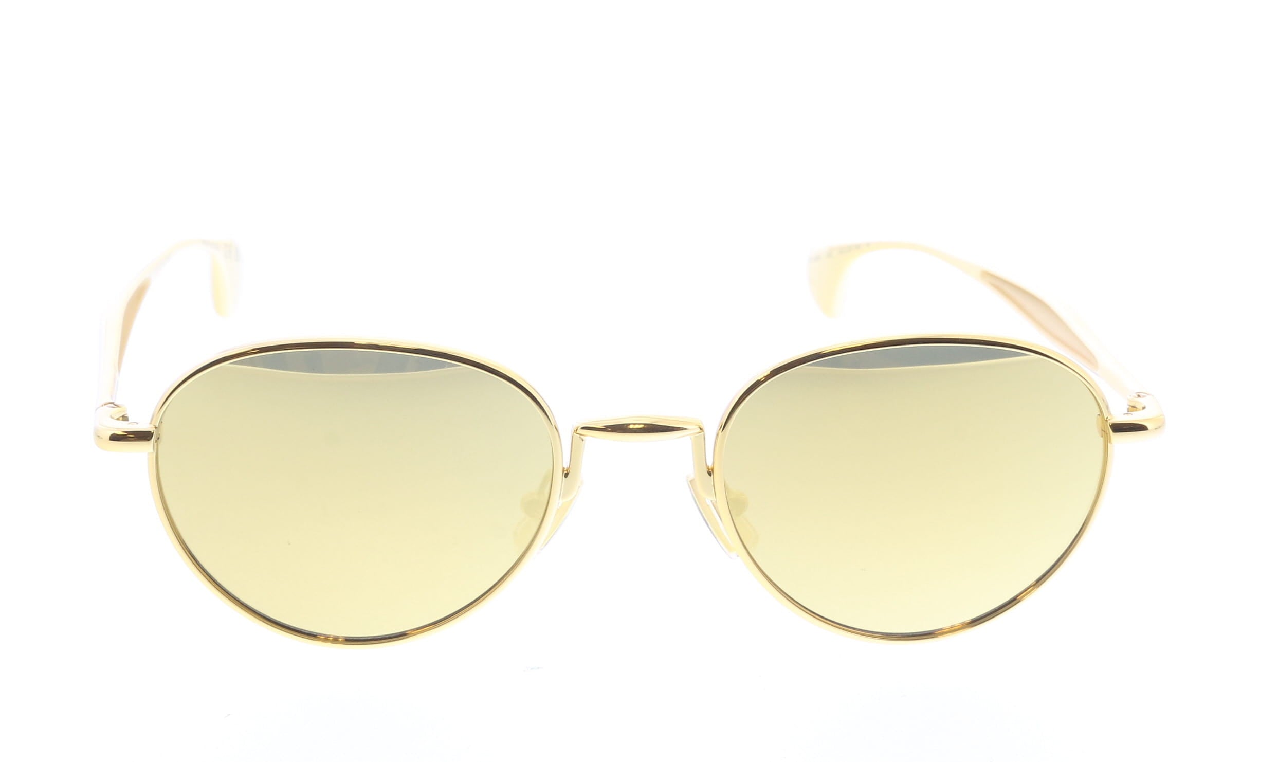 Bottega Veneta BV1396S-002 Gold Round Sunglasses Mirrored