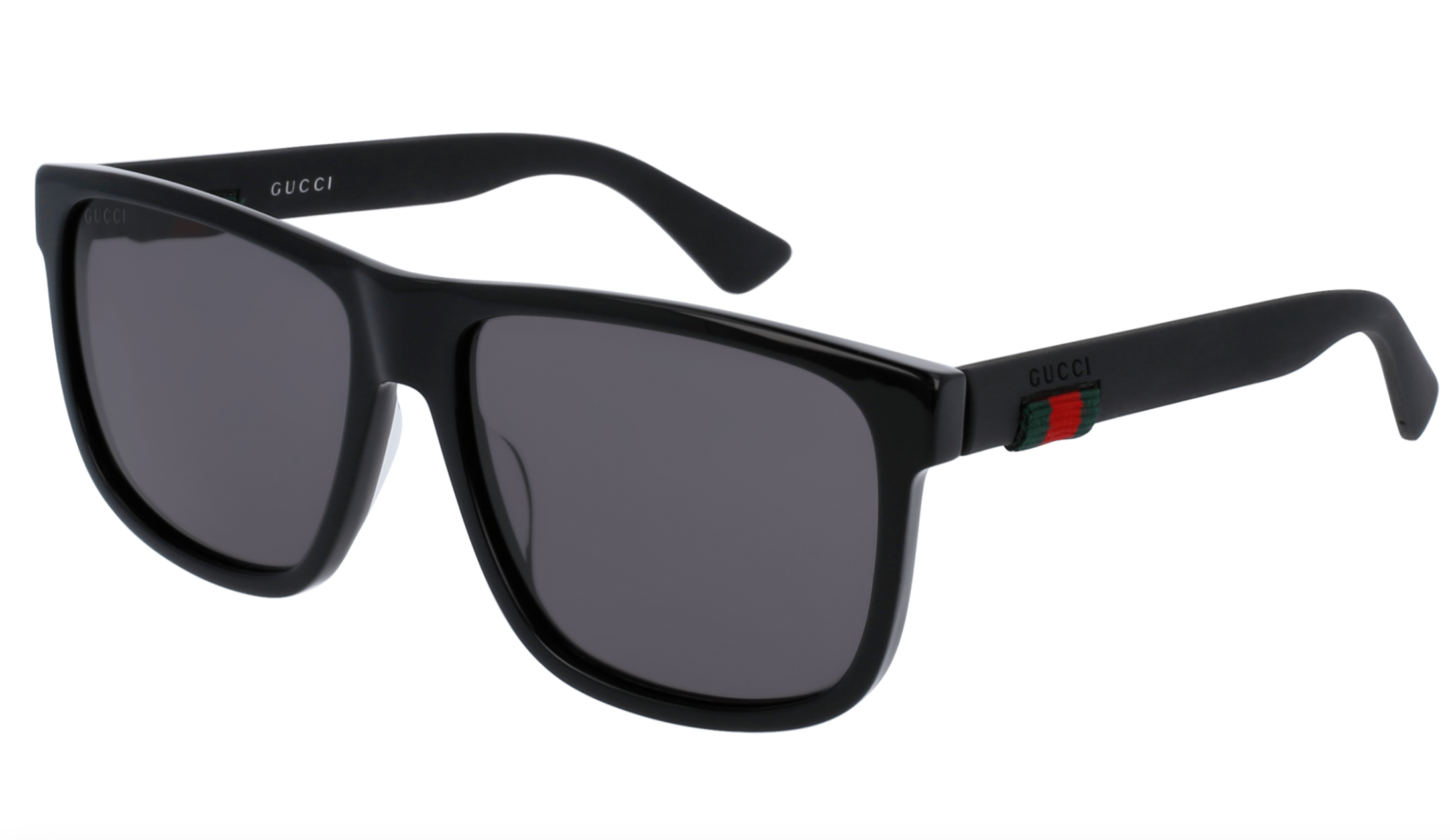 Gucci GG0010S-001 Matte Black Square Sunglasses with Signature Web Stripe