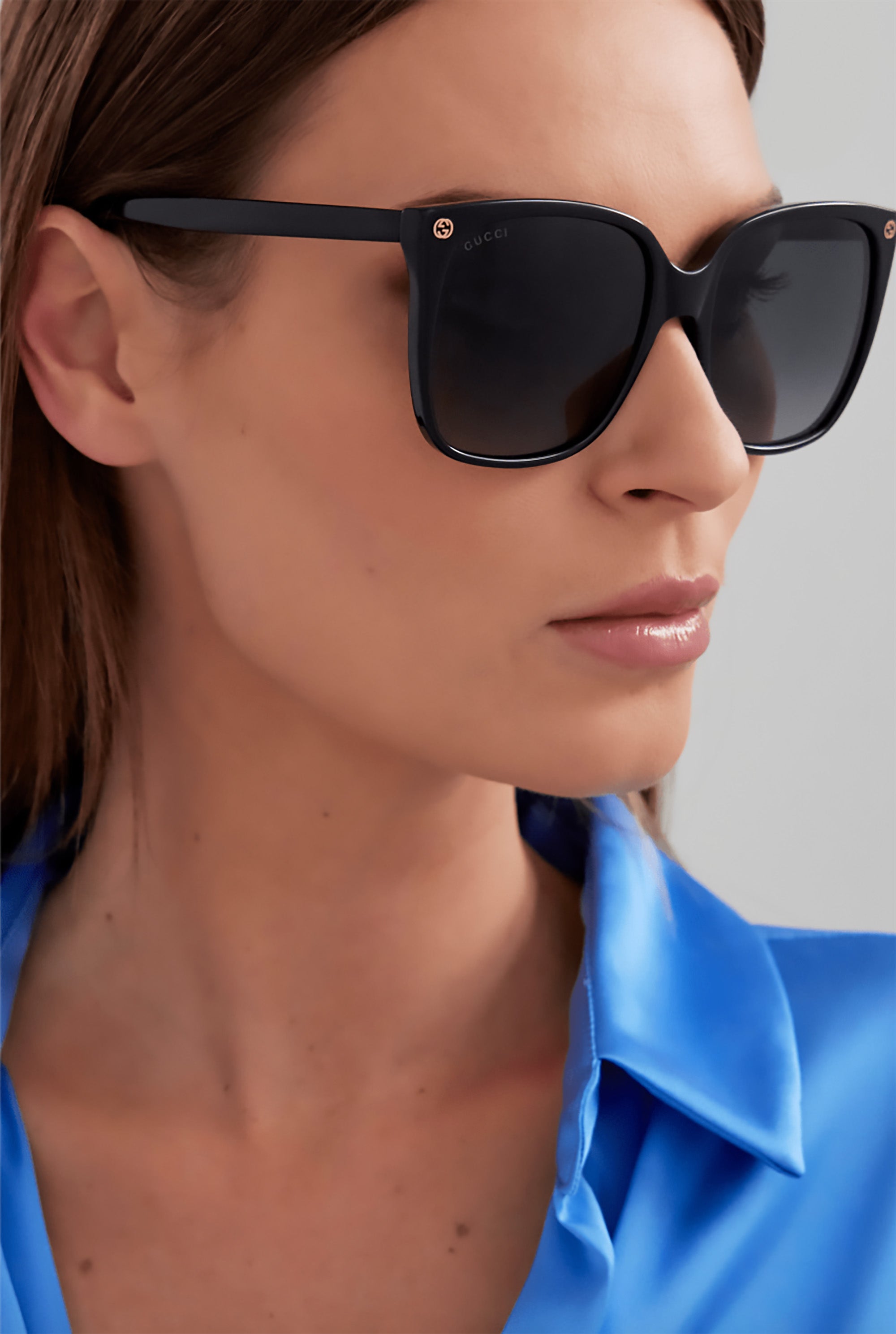 Gucci GG0022S-001 Oversized Black Square Sunglasses with Grey
