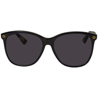 Gucci GG0024S-001 Chic Black Cat-Eye Shades with Gold Rivet Detail