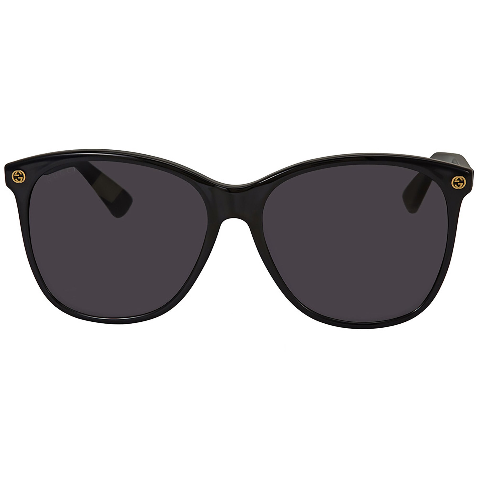 Gucci GG0024S-001 Chic Black Cat-Eye Shades with Gold Rivet Detail