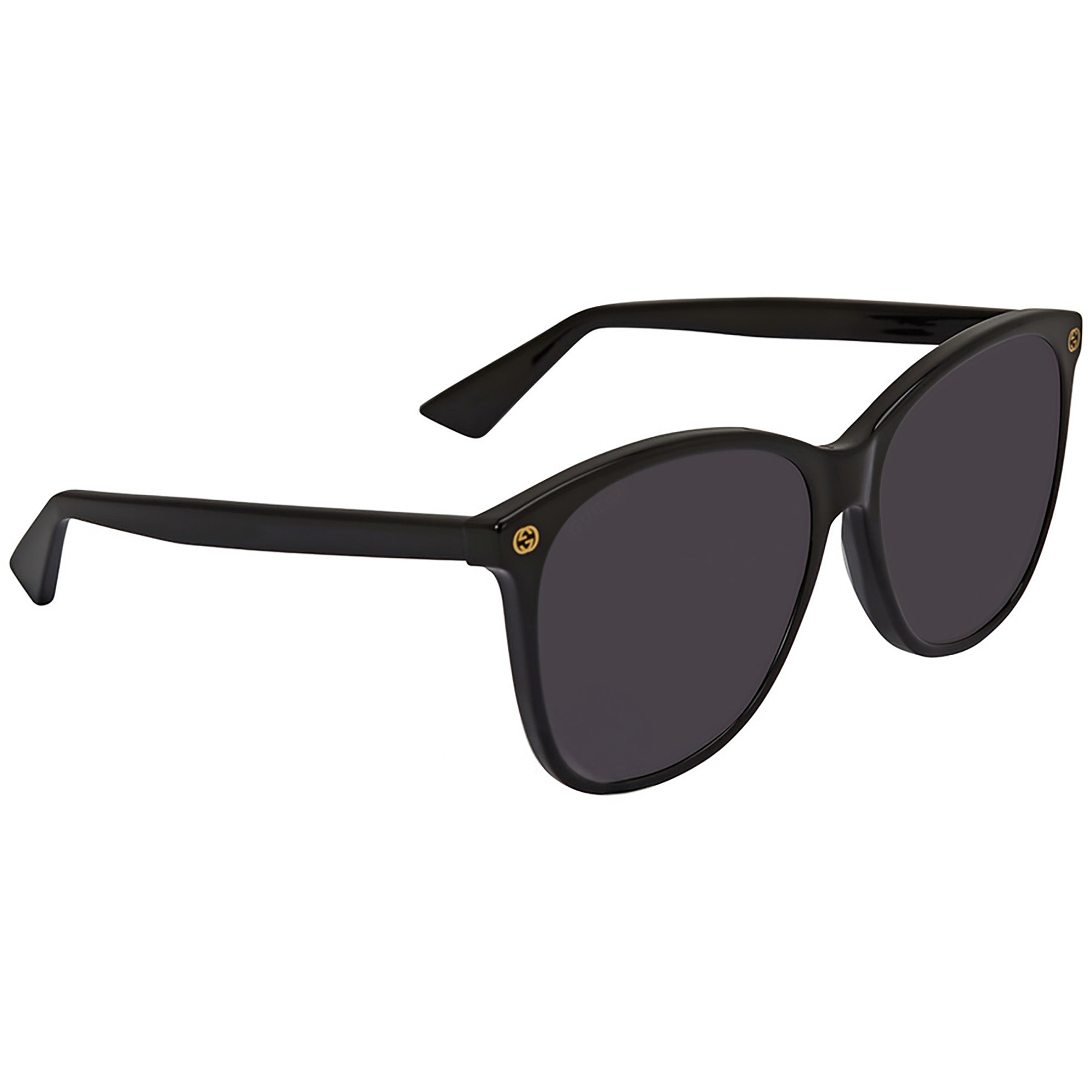 Gucci GG0024S-001 Chic Black Cat-Eye Shades with Gold Rivet Detail
