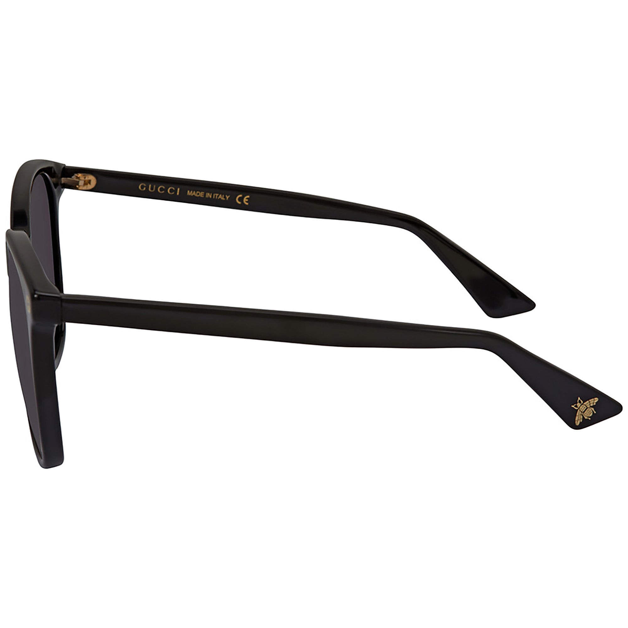 Gucci GG0024S-001 Chic Black Cat-Eye Shades with Gold Rivet Detail