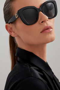 Gucci GG0327S-001 Oversized Black Cat-Eye Sunglasses