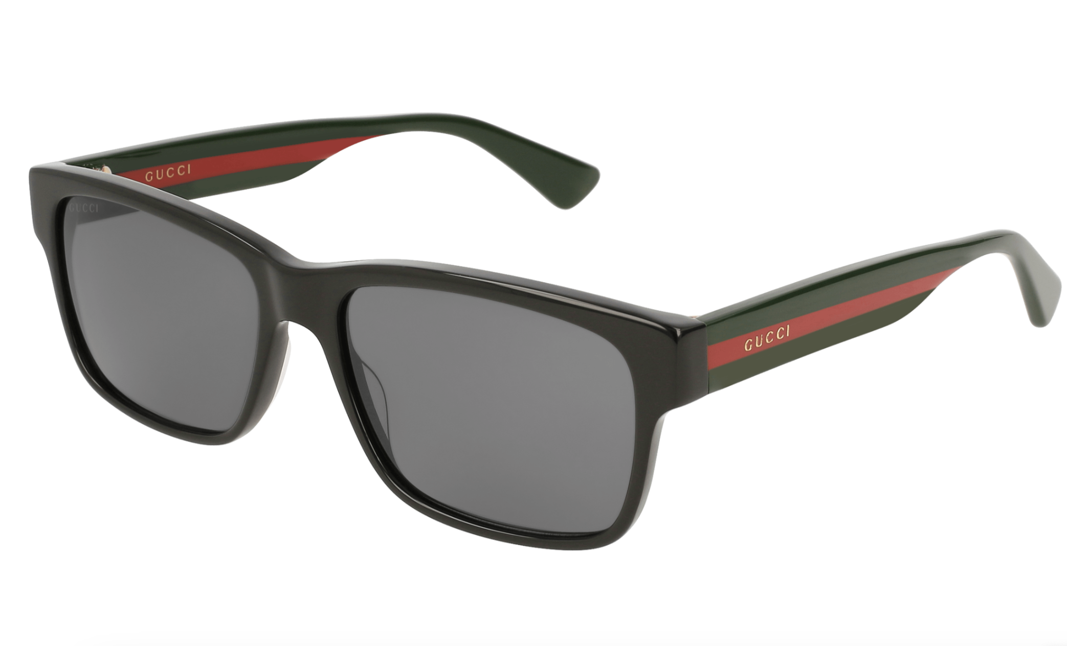 Gucci GG0340S-006 Rectangle Frame Sunglasses with Green-Red Detail