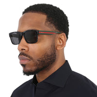 Gucci GG0340S-006 Rectangle Frame Sunglasses with Green-Red Detail