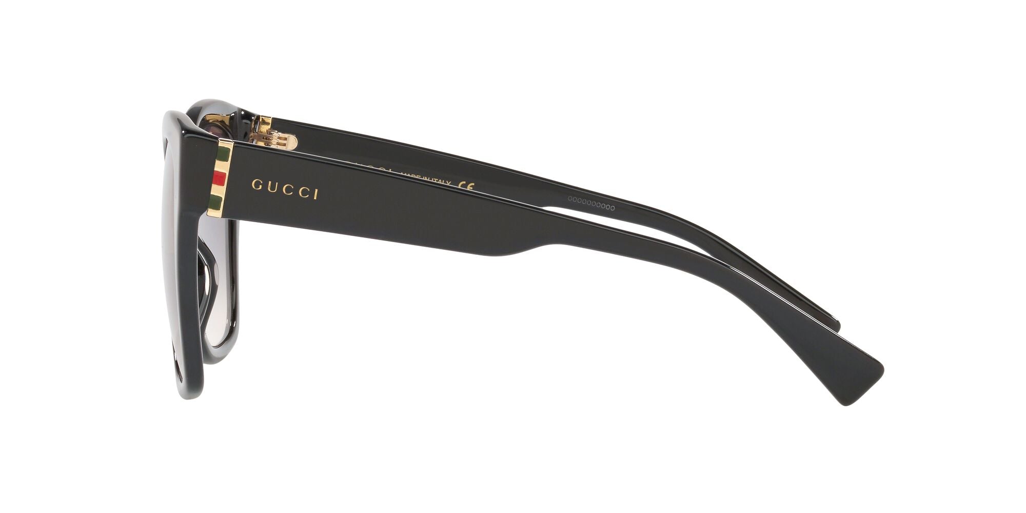Gucci GG0459S-001 Oversized Black Square Sunglasses with Stripe Accent