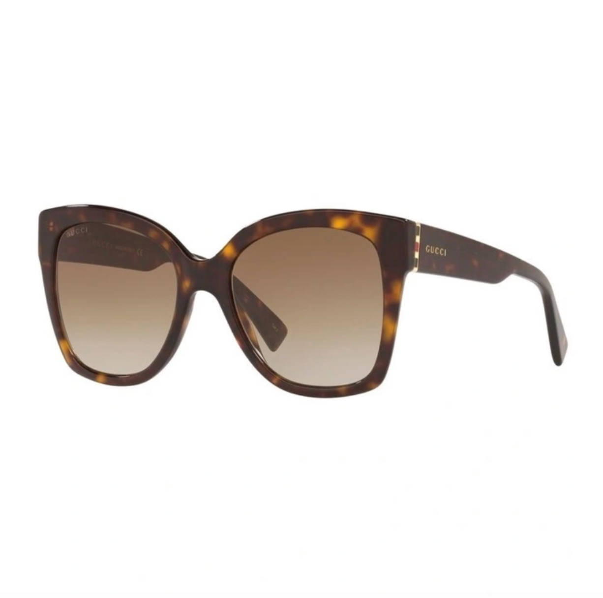 Gucci GG0459S-002 Tortoiseshell Oversized Sunglasses with Signature Stripe