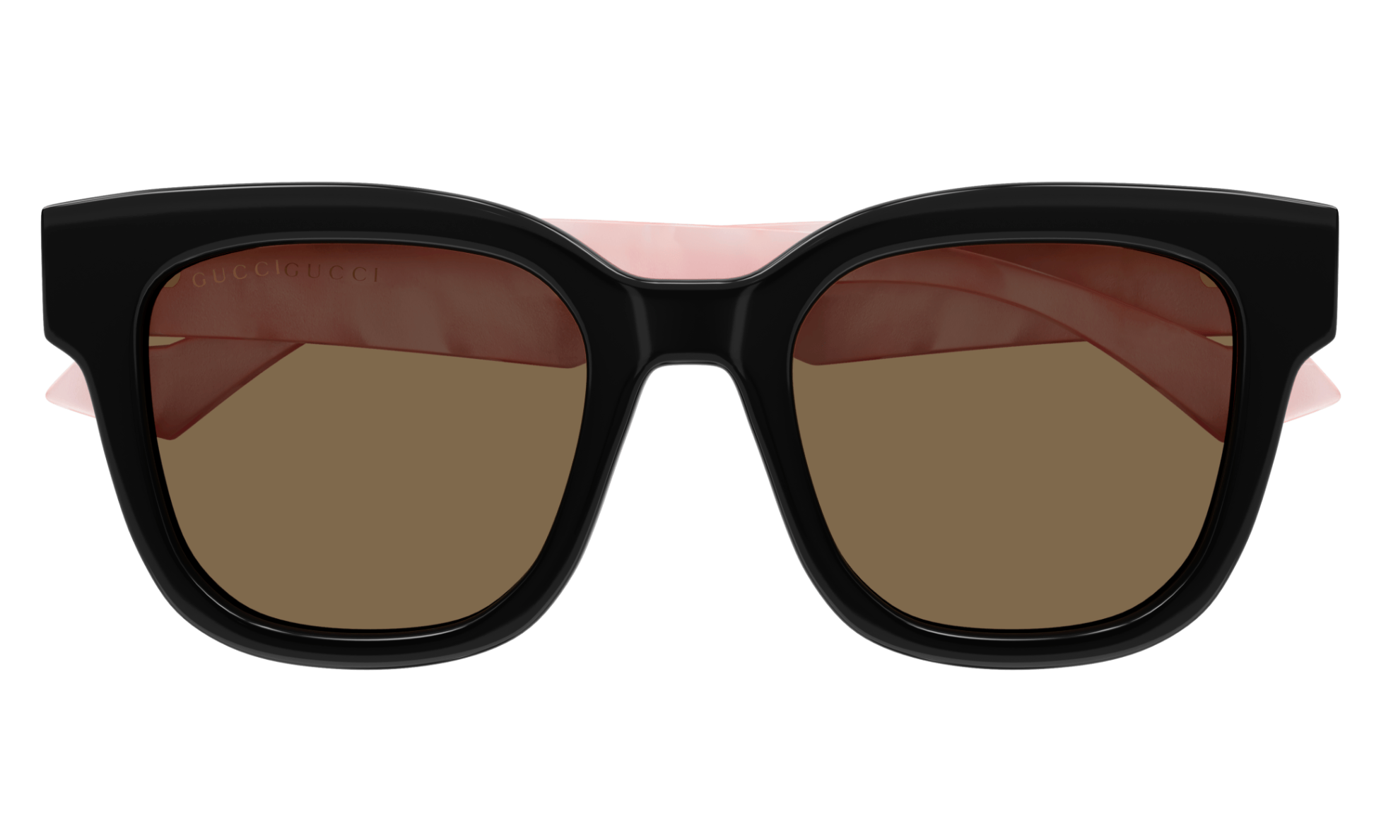 Gucci GG0998S-005 Bold Square Sunglasses with Glossy Black Frame and Pink Marble