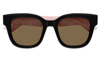 Gucci GG0998S-005 Bold Square Sunglasses with Glossy Black Frame and Pink Marble