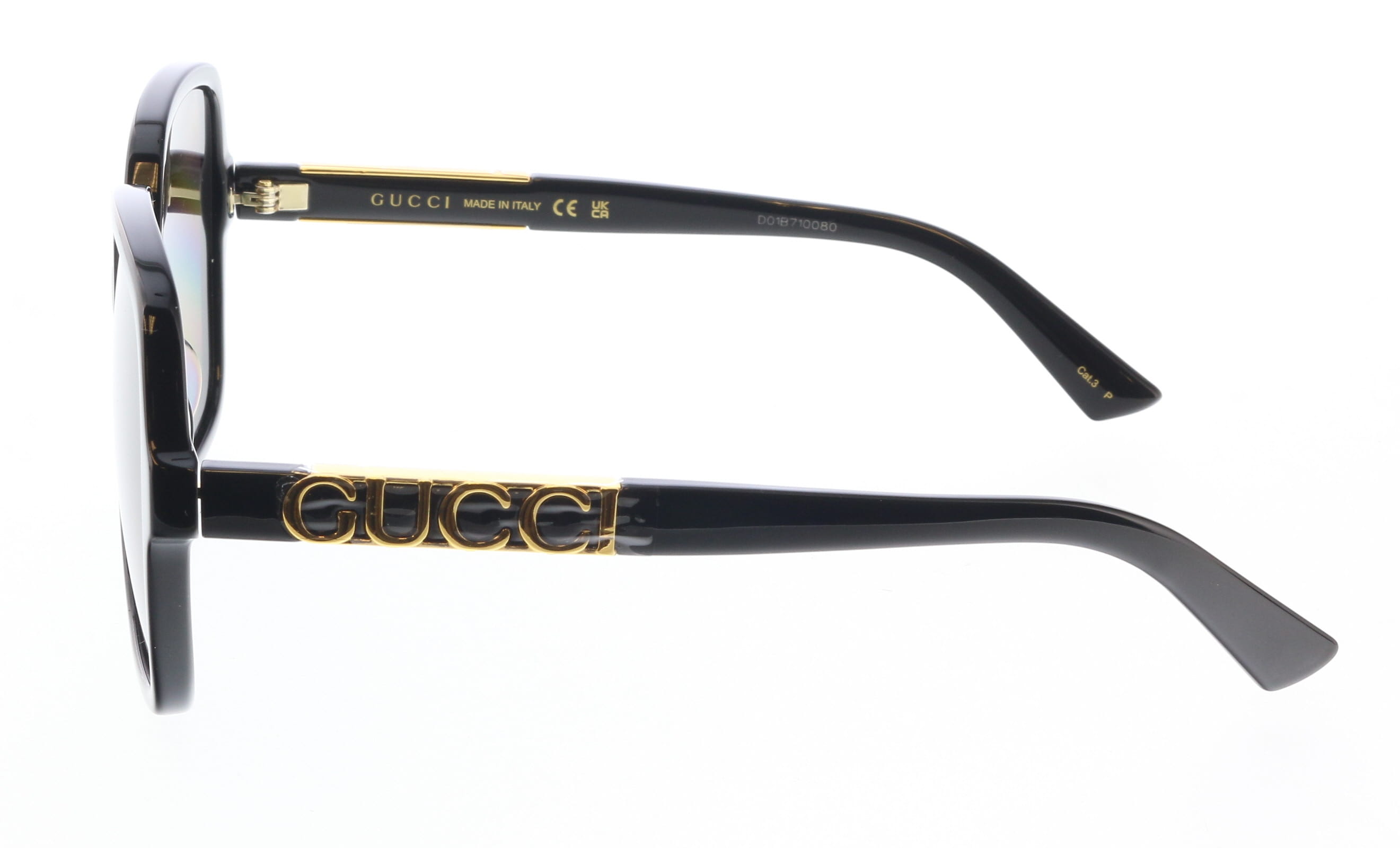 Gucci GG1189S-001 Oversized Black Square Sunglasses with Gold