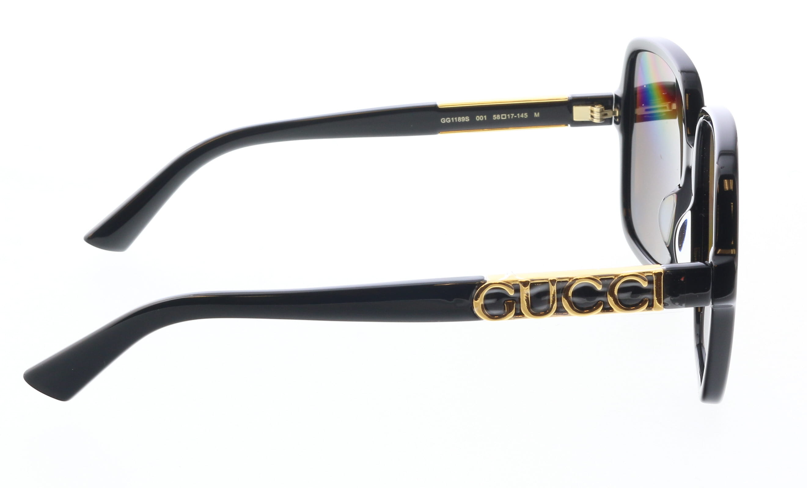 Gucci GG1189S-001 Oversized Black Square Sunglasses with Gold