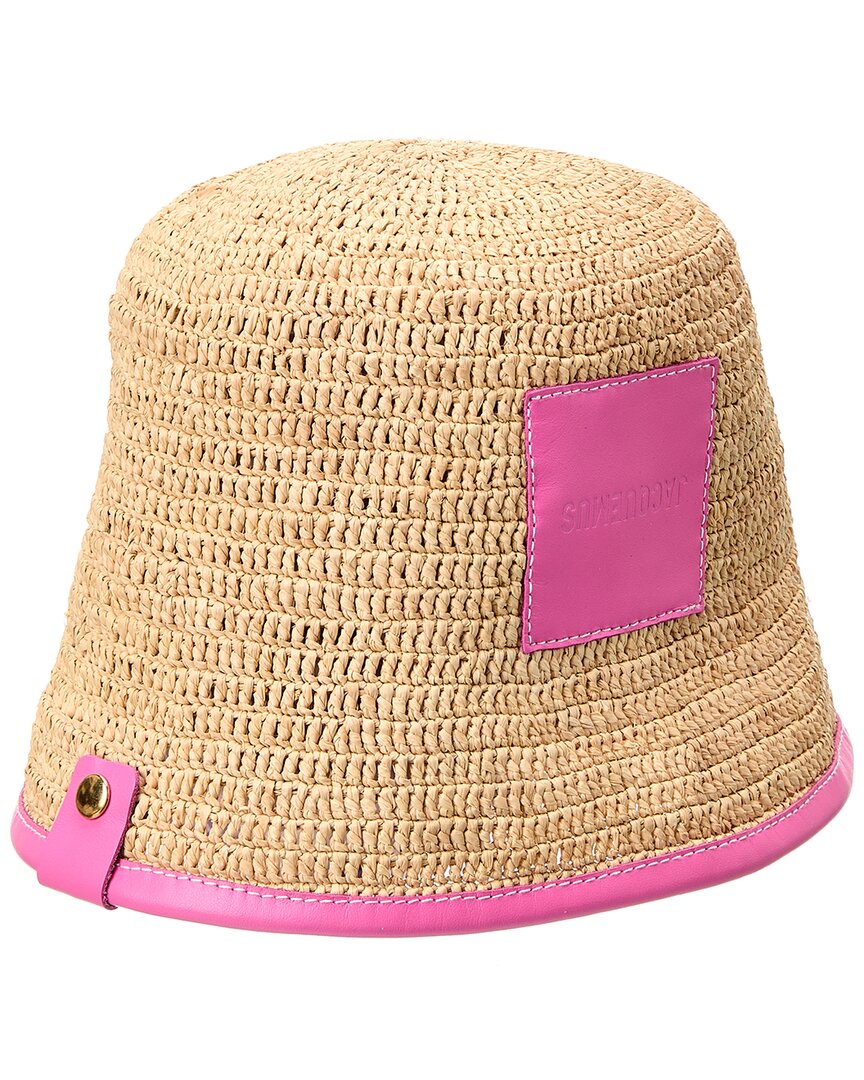 Jacquemus Le Bob Soli Raffia Bucket Hat Pink