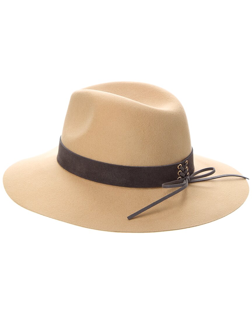 Bruno Magli Wide Brim Leather-Trim Wool Fedora
