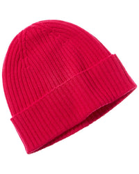 Phenix 2X2 Ribbed Cuffed Cashmere Beanie Pink One Size