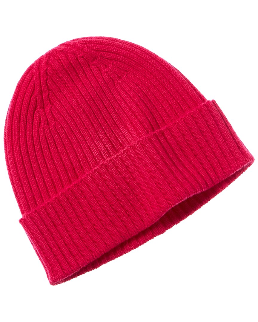 Phenix 2X2 Ribbed Cuffed Cashmere Beanie Pink One Size