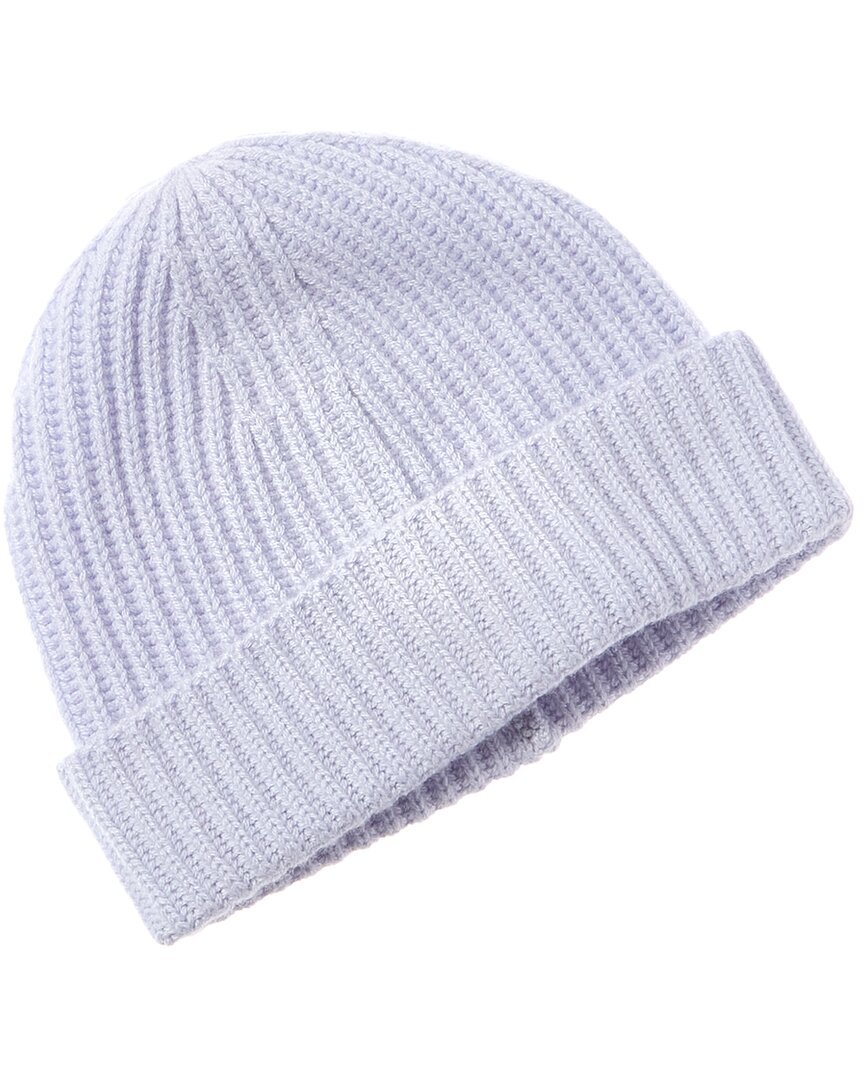 Amicale Cashmere Chunky Rib Cuffed Cashmere Hat Blue One Size