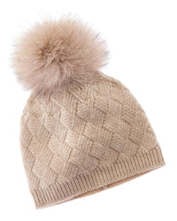 Amicale Cashmere Basketweave Rib Cashmere Hat