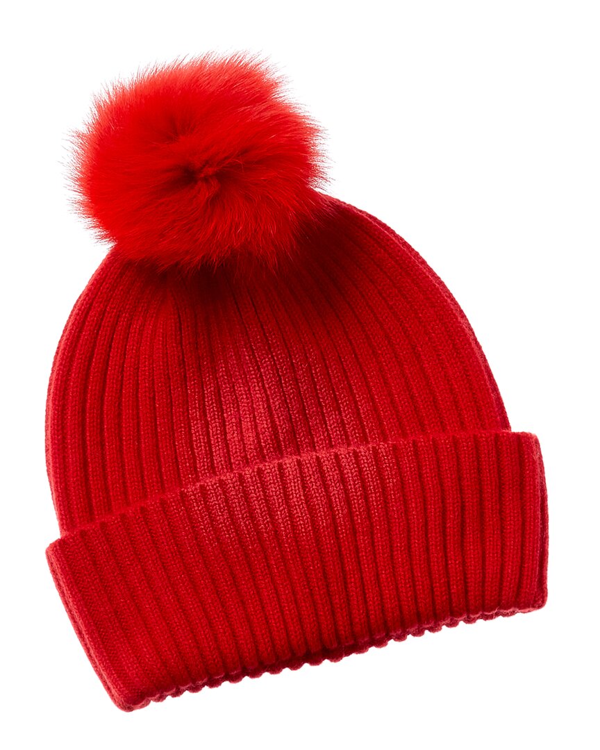Sofiacashmere Cashmere Ribbed Hat With Pom One Size Black