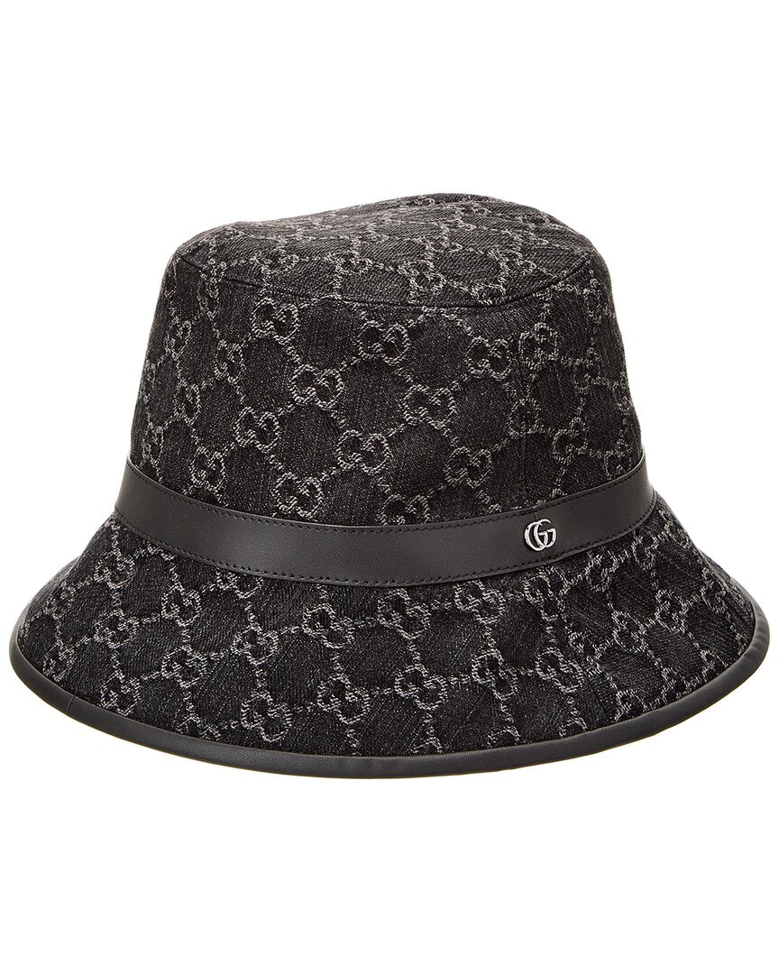 Gucci Gg Denim Leather-Trim Bucket Hat