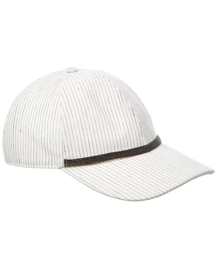 Brunello Cucinelli Brunello Cucinelli Leather-Trim Linen-Blend Cap