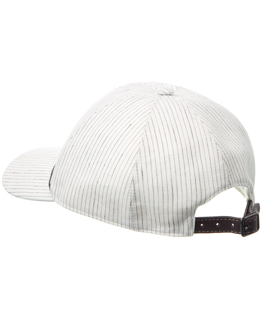 Brunello Cucinelli Brunello Cucinelli Leather-Trim Linen-Blend Cap
